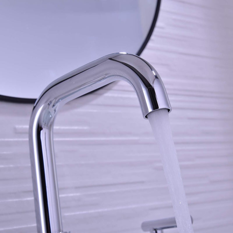 TRUSTMI 2-Handle 8 Inch Widespread Bathroom Sink Faucet High Arc Brass 3 Holes Vanity Faucet with cUPC Water Supply Hoses, Overflow Pop Up Drain Included, Chrome - Image 4